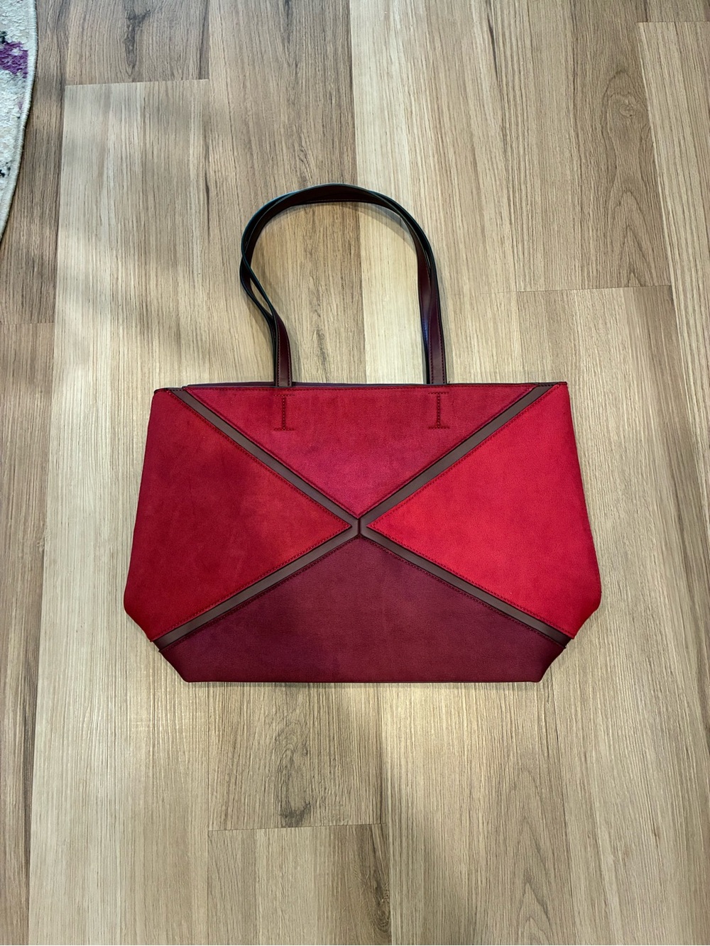 Purple and Burgundy Geometric Tote Bag